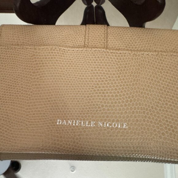 Danielle Nicole Envelope Crossbody Tan Faux Leather Studded with Chain Strap - Picture 2 of 13